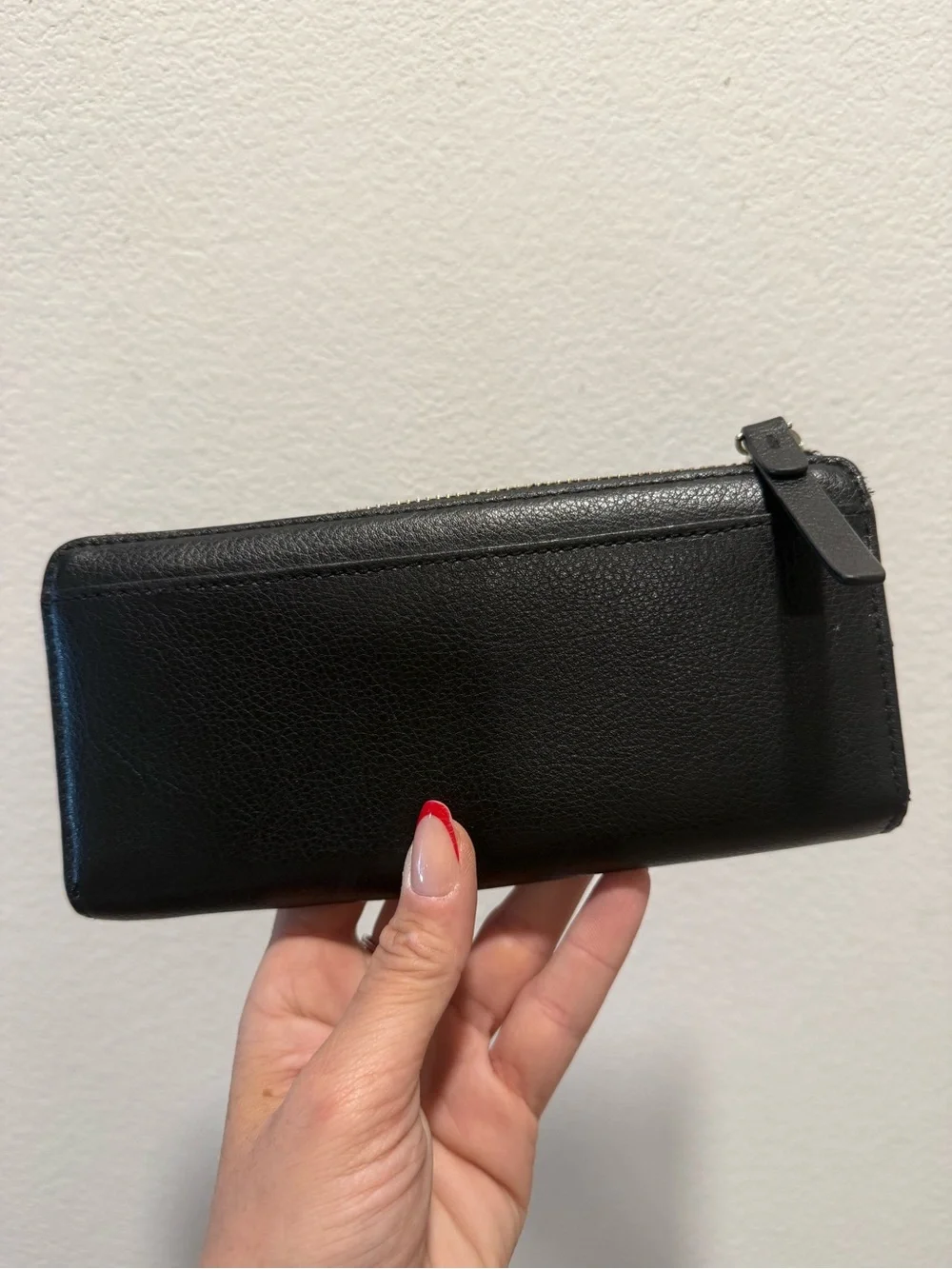 Kate Spade Black Pebbled Leather Bow Zip Around Continental Wallet